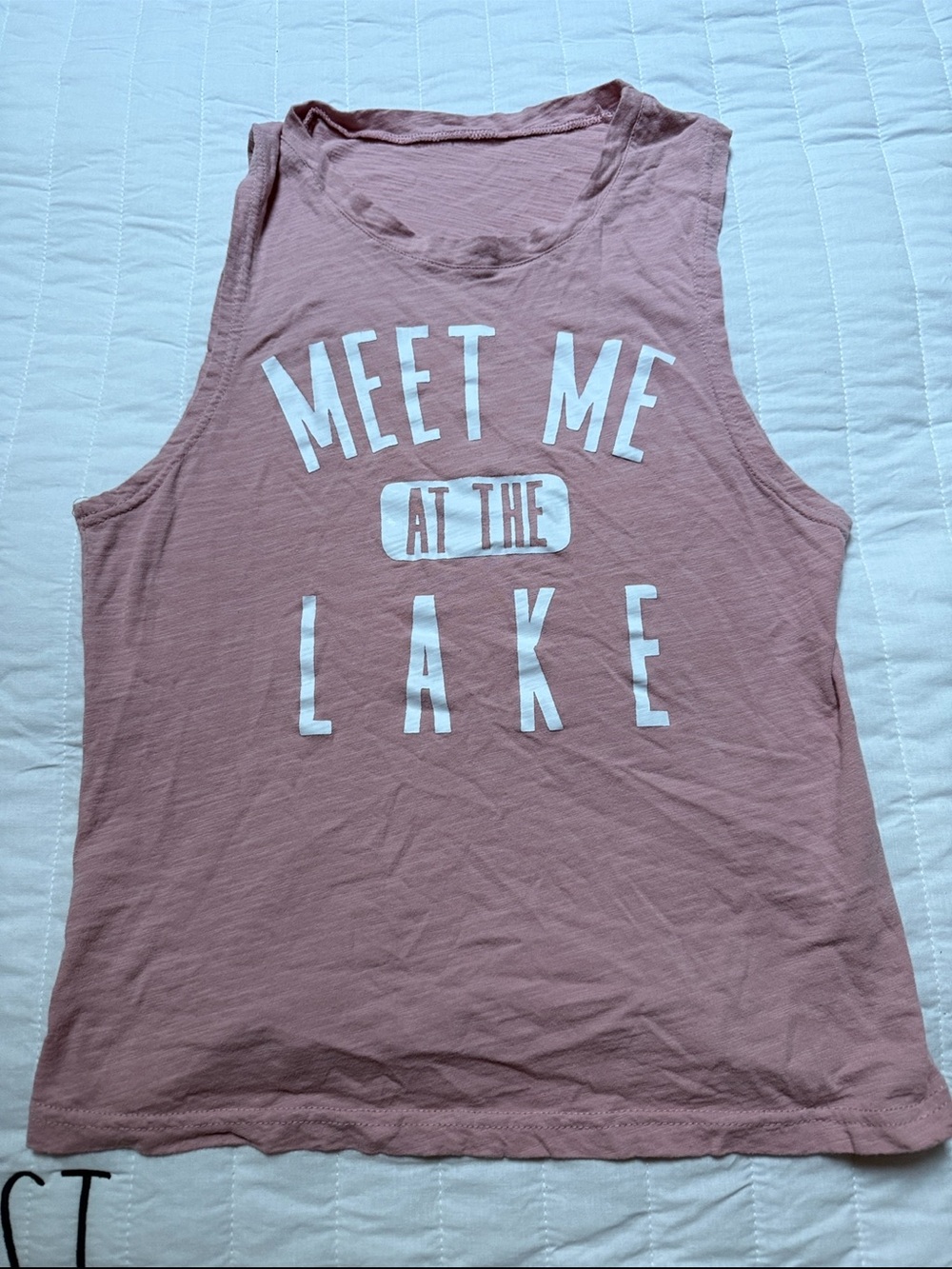 Men's Sleeveless Graphic Tank - Dusty Rose 'Meet Me at the Lake'